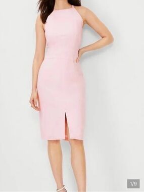 NWT Ann Taylor Pink linen blend halter sheath dress - size 14 NWT